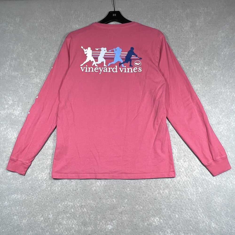 Vineyard Vines Shirt SZ Small Pink Long Sleeve Crew Neck T-Shirt Lacrosse Whale